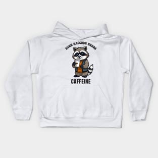 Even Raccoon needs caffeine Kids Hoodie